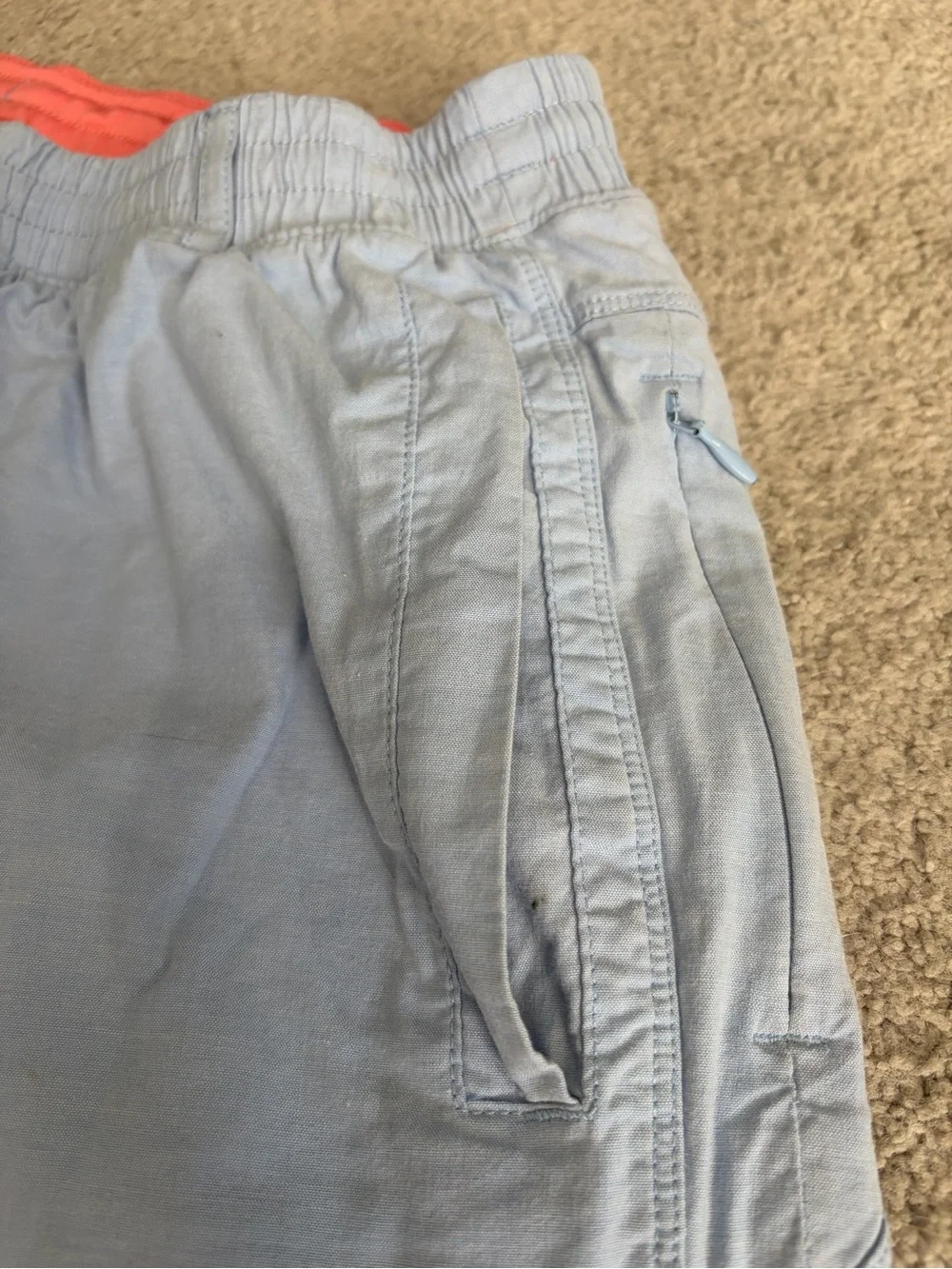 Birddogs Shorts, Men’s XL Light Blue Casual Shorts with Coral Waistband